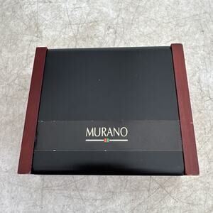 Murano Black Italian Leather Trifold Wallet for Men